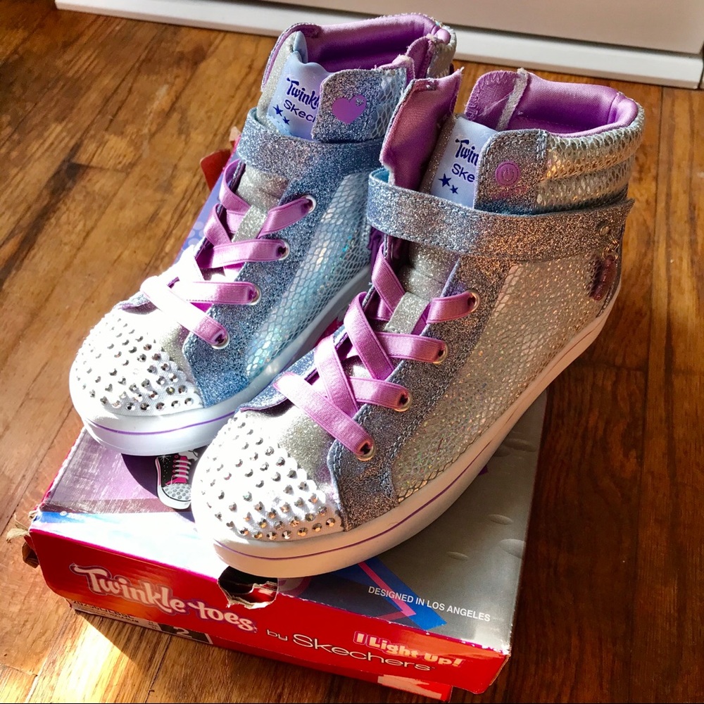 Skechers Twinkletoes Holographic Purple High Tops